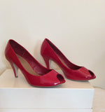 Carvela Red Patent Peeptoe Court Shoes Size 5/38 - Whispers Dress Agency - Sold - 4