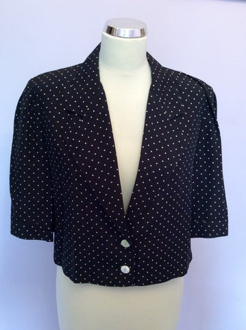 Vintage Jaeger Black & White Spot Crop Jacket Size 14 - Whispers Dress Agency - Sold - 1