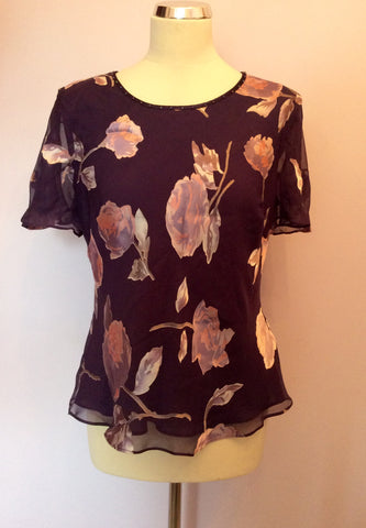JACQUES VERT PURPLE FLORAL PRINT SILK BLEND TOP SIZE 14 - Whispers Dress Agency - Sold - 1
