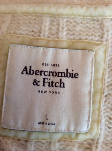 Abercrombie & Fitch Cream Cable Knit Alpaca Wool Cardigan Size L - Whispers Dress Agency - Sold - 4
