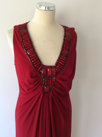 BRAND NEW WITH TAGS PHASE EIGHT RED EMBELISHED MAXI DRESS SIZE 16 - Whispers Dress Agency - Womens Dresses - 2
