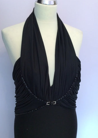 Renato Nucci Black Jewel Trim Evening Dress Size 42 UK 14 - Whispers Dress Agency - Sold - 2