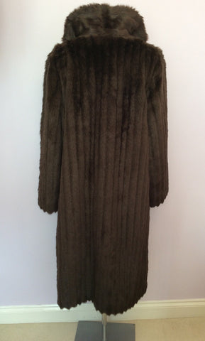 Astraka Dark Brown Faux Fur Coat Size M Approx. - Whispers Dress Agency - Womens Coats & Jackets - 4