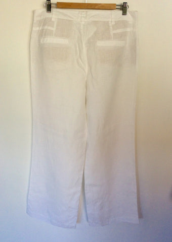 OUI WHITE LINEN TROUSERS SIZE 16