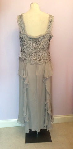 BRAND NEW MEDICI GREY LACE SILK OCCASION DRESS SIZE 18 - Whispers Dress Agency - Womens Dresses - 4