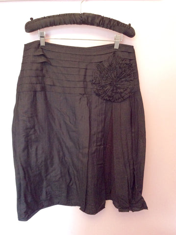 Day By Birger Et Mikkelsen Black Corsage Trim Skirt Size 38 UK 10 - Whispers Dress Agency - Womens Skirts - 1