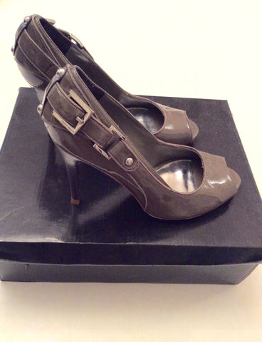 Brand New Karen Millen Taupe Peeptoe Leather Heels Size 4/37 - Whispers Dress Agency - Sold - 4