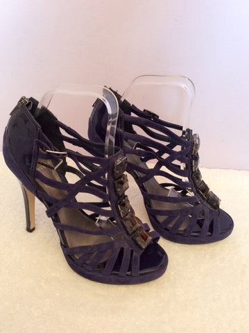 Carvela Purple Suede Strappy Jewel Trim Heels Size 5/38 - Whispers Dress Agency - Womens Heels - 3