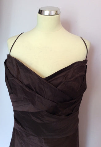 Monsoon Dark Brown Cotton & Silk Evening Dress Size 22 - Whispers Dress Agency - Sold - 2