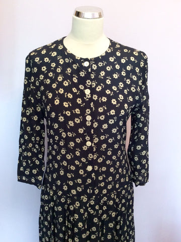 Vintage Jaeger Blue & Cream Floral Print Tea Dress Size 10 - Whispers Dress Agency - Womens Vintage - 2