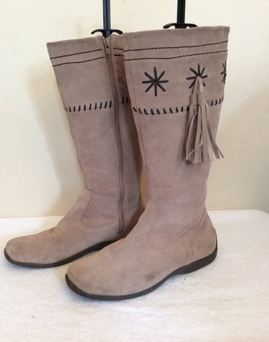 Roberto Vianni Beige Suede Tassel Trim Boots Size 7/40 - Whispers Dress Agency - Womens Boots - 2