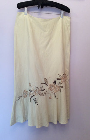Minuet Cream & Brown Floral Print Silk & Linen Skirt Suit Size 14/16 - Whispers Dress Agency - Womens Suits & Tailoring - 4