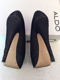 Aldo Vannice Black Sparkle Peeptoe Platform Sole Heels Size 5/38 - Whispers Dress Agency - Womens Heels - 5