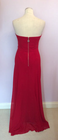 Lipsy Vip Red Diamanté Trim Strapless Long Evening Dress Size 10 - Whispers Dress Agency - Womens Dresses - 4