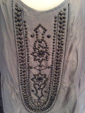 ANN HARVEY SILVER GREY BEADED TRIM SMOCK/ TUNIC TOP SIZE 28 - Whispers Dress Agency - Womens Tops - 2