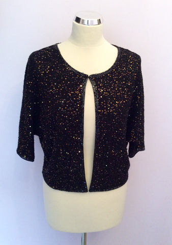Jaeger Black Sequinned Short Sleeve Cardigan Size M - Whispers Dress Agency - Sold - 1