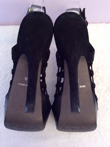 Carvela Black Suede Strappy Peeptoe Slingback Heels Size 5/38 - Whispers Dress Agency - Womens Heels - 5