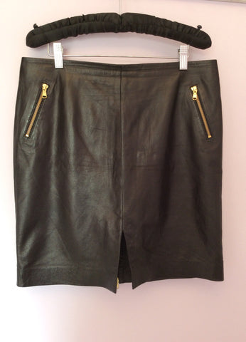 Marks & Spencer Autograph Black Soft Leather Skirt Size 12 - Whispers Dress Agency - Sold - 1