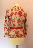 Country Casuals Beige & Red Floral Print Belted Cardigan Size S Petite - Whispers Dress Agency - Womens Knitwear - 2