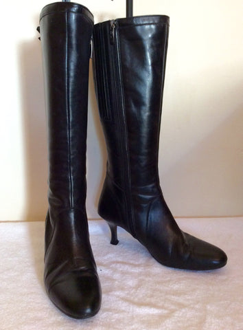 Duo Black Leather Bow Trim Knee High Boots Size 6/39 - Whispers Dress Agency - Sold - 1