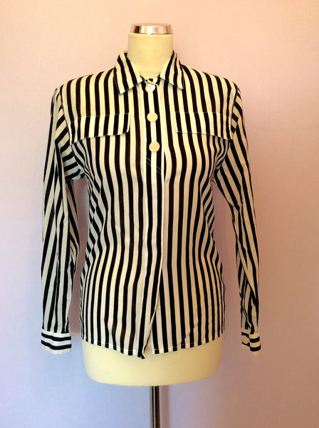 Vintage Blue  & White Stripe Cotton Shirt Size 32" Approx 10 - Whispers Dress Agency - Sold - 1