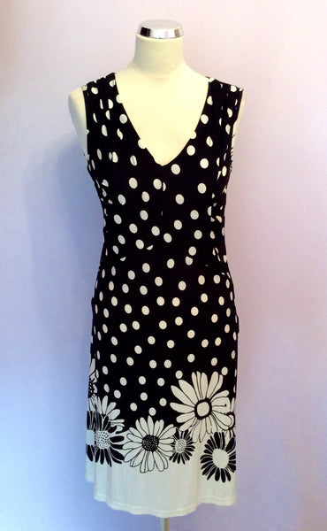 Made In Italy Black & Ivory Spot Dress Size 44 Approx UK 12 - Whispers Dress Agency - Womens Dresses - 1