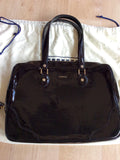 ASPINAL BLACK PATENT LEATHER SOFT LAPTOP TOTE BAG - Whispers Dress Agency - Shoulder Bags - 2