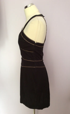 French Connection Black & Brown Trim Dress Size 8 - Whispers Dress Agency - Womens Dresses - 2