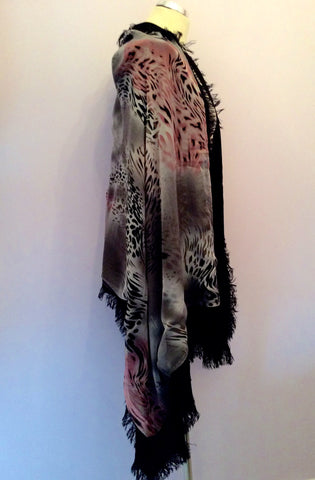 Brand New Renato Balestra Pink, Grey & Black Print Wrap - Whispers Dress Agency - Womens Scarves & Wraps - 2