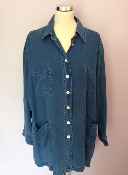 Vintage Jaeger Blue Shirt / Jacket Size 40" Approx XL - Whispers Dress Agency - Sold - 1