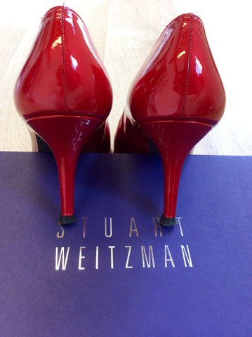 STUART WEITZMAN FOR RUSSELL & BROMLEY RED PATENT LEATHER HEELS SIZE 6/39 - Whispers Dress Agency - Sold - 5