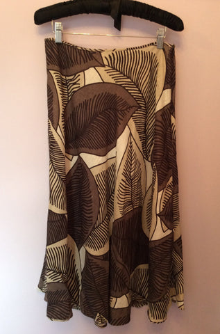 Hobbs Brown & Beige Print Linen Skirt Size 10 - Whispers Dress Agency - Womens Skirts - 1