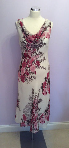 Country Casuals Ivory Floral Print Silk Dress Size 12 - Whispers Dress Agency - Sold - 1