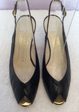 Vintage Bruno Magli Black Italian Leather Slingback Heels Size 3.5 /36 - Whispers Dress Agency - Sold - 2