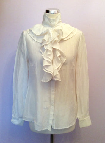 New Reiss Loulou White Ruffle Shirt Size 12 - Whispers Dress Agency - Sold - 1