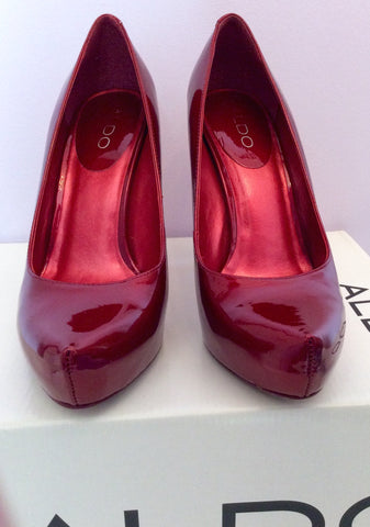 Aldo Dark Red Patent Leather Platform Sole Heels Size 5/38 - Whispers Dress Agency - Sold - 2
