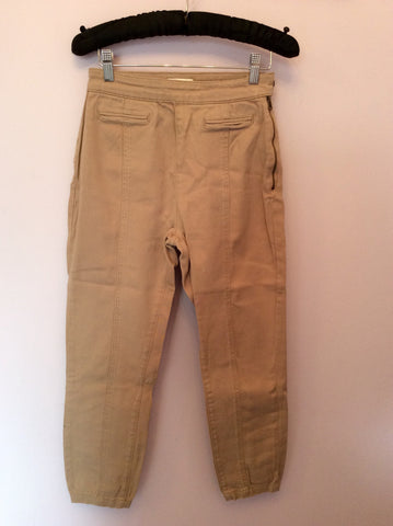 WHISTLES BEIGE COTTON CROP TROUSERS SIZE 10 - Whispers Dress Agency - Womens Trousers - 1