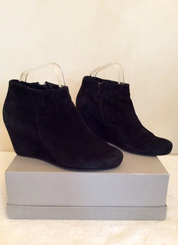 Hogl Black Suede Wedge Heel Ankle Boots Size 4/37 - Whispers Dress Agency - Sold - 1