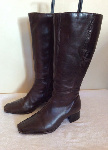 Essence Dark Brown Leather Boots Size 4/37 - Whispers Dress Agency - Womens Boots - 2