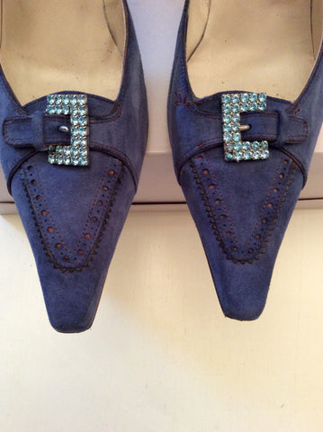 ANA BONILLA BLUE SUEDE HEELS SIZE 5.5/38.5 - Whispers Dress Agency - Womens Heels - 2