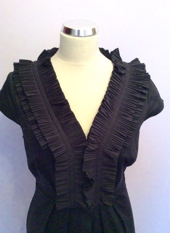 Coast Black Frill Neckline Pencil Dress Size 12 - Whispers Dress Agency - Womens Dresses - 2