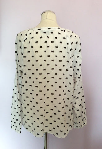 Laura Ashley White With Black Elephant Print Blouse Size 16 - Whispers Dress Agency - Sold - 2