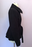 Reiss Black Cotton Blend Belted Jacket Size Small - Whispers Dress Agency - Sold - 2