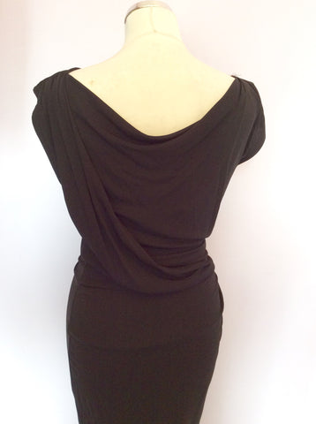 LK Bennett Black Tann Drape Dress Size 12 - Whispers Dress Agency - Sold - 3
