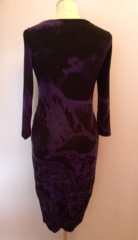 Isabel De Pedro Black & Purple Print Wrap Style Dress Size 10 - Whispers Dress Agency - Sold - 3