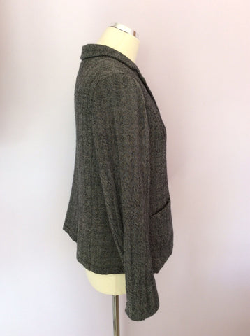 Oska Grey & Black Herringbone Design Wool Jacket Size 1 UK 12/14 - Whispers Dress Agency - Sold - 2