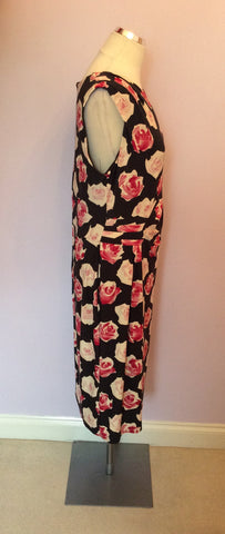 PHASE EIGHT BLACK & PINK FLORAL PRINT DRESS SIZE 16 - Whispers Dress Agency - Sold - 3