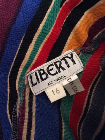 VINTAGE LIBERTY MULTI COLOURED DROP WAIST WOOL DRESS SIZE 16 - Whispers Dress Agency - Sold - 4