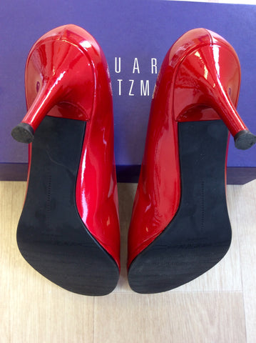 STUART WEITZMAN FOR RUSSELL & BROMLEY RED PATENT LEATHER HEELS SIZE 6/39 - Whispers Dress Agency - Sold - 4