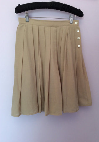 Vintage Jaeger Beige Pleated Skirt Size 12 Fit UK 8/10 - Whispers Dress Agency - Sold - 1